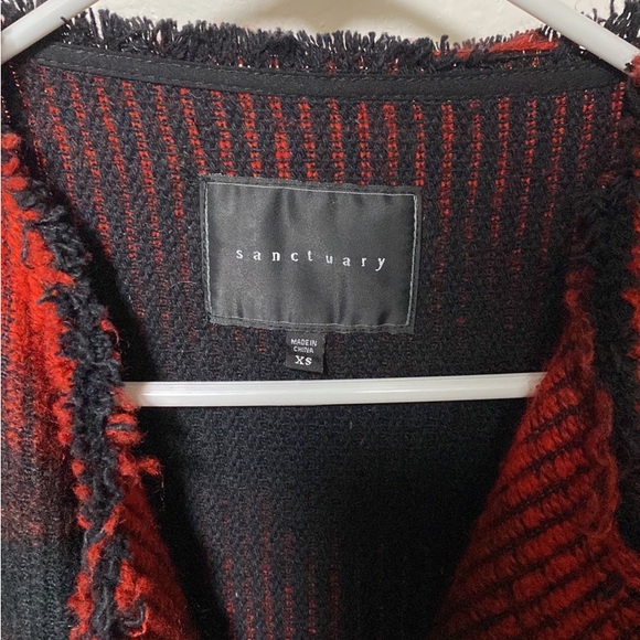 Free People Sanctuary Red Black Long Vest XS - Picture 3 of 4